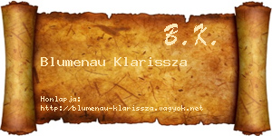 Blumenau Klarissza névjegykártya